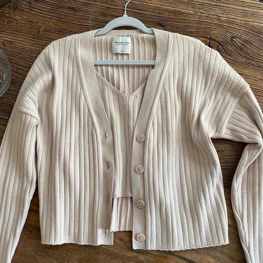 LuxeLoft Ribbed Tank and Cardigan Set